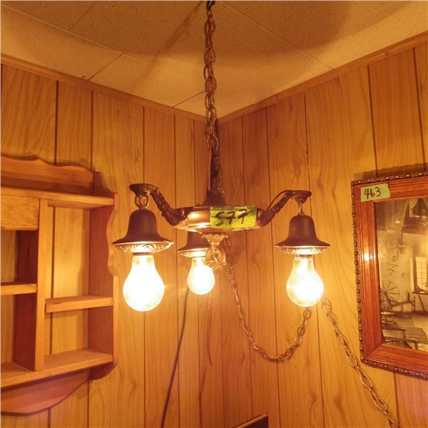 Vintage three light  hanging chandelier