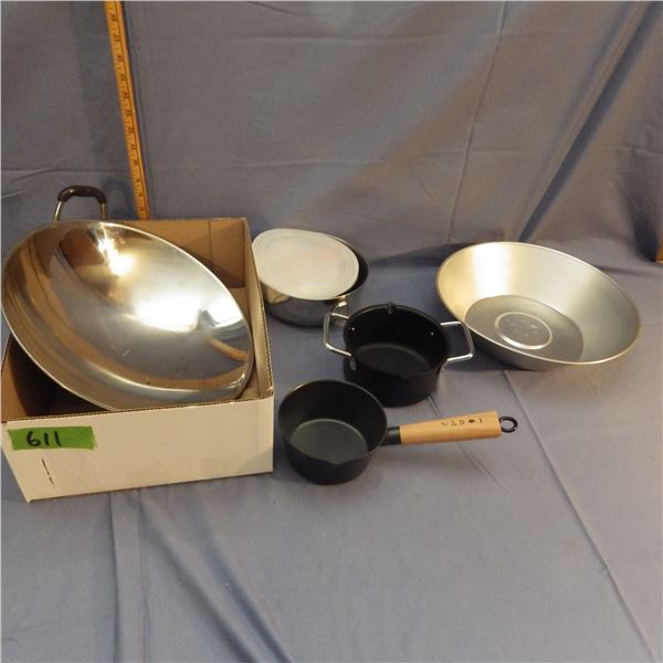 Lot of cast pots , wok Etcetera
