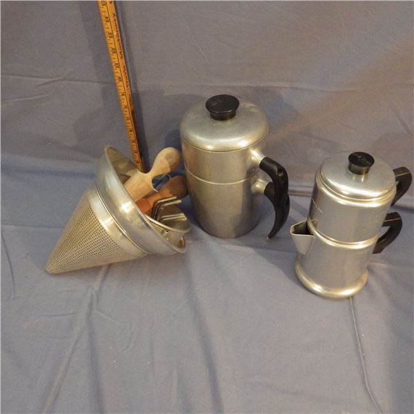 Fruit press and vintage ware ever coffee pot et cetera