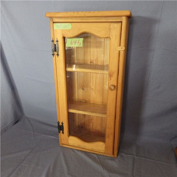 Wood display shelf with glass door