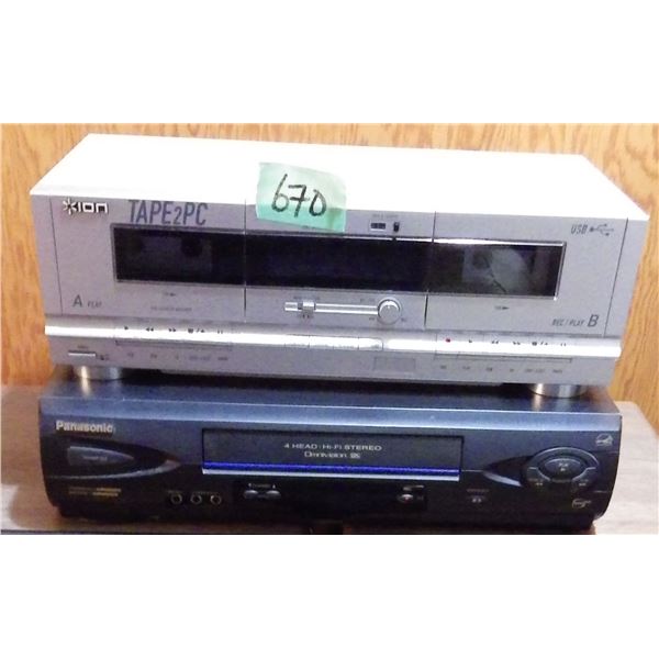 ION tape2pc cassette tape deck  & Panasonic VHS player