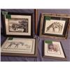 Image 1 : Lot of 4 framed pictures horse and western theme  Artist signatures noted in photos