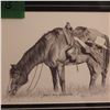 Image 8 : Lot of 4 framed pictures horse and western theme  Artist signatures noted in photos