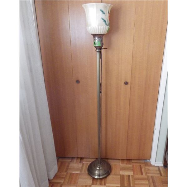 vintage Torchiere  floor lamp -- Shade looks to be hand painted