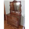 Image 1 : Antique oak dresser with beveled glass mirror