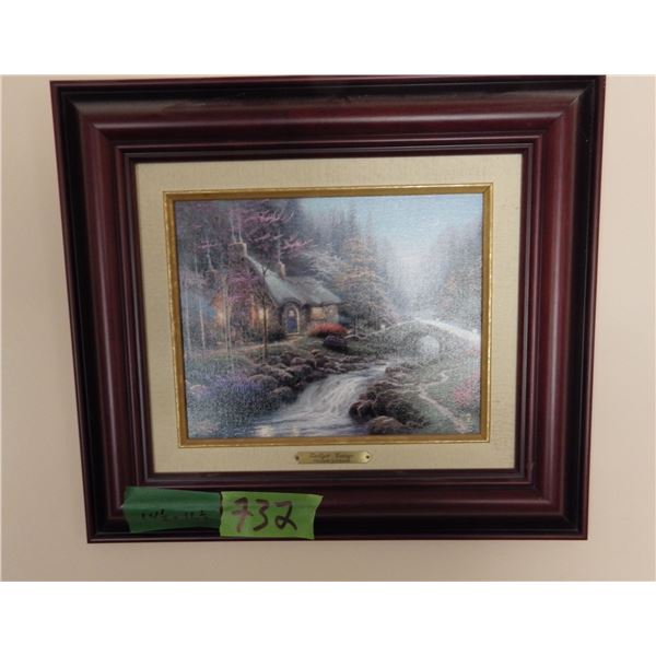Thomas Kinkade art print Twilight Cottage certificate of authenticity on back