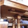 Image 10 : Oak dining room table with two leaves and six chairs trestle pedestal base