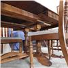 Image 11 : Oak dining room table with two leaves and six chairs trestle pedestal base