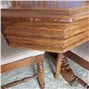 Image 12 : Oak dining room table with two leaves and six chairs trestle pedestal base