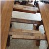 Image 16 : Oak dining room table with two leaves and six chairs trestle pedestal base