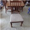 Image 3 : Oak dining room table with two leaves and six chairs trestle pedestal base