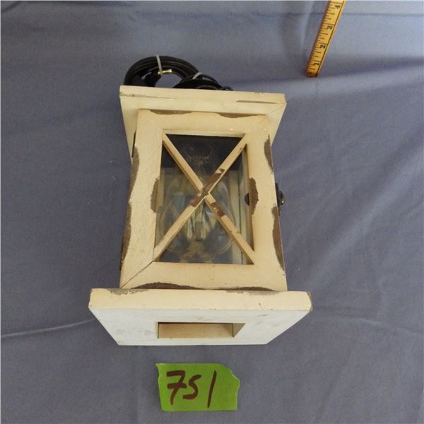 Wood framed ceiling pendant lantern with glass