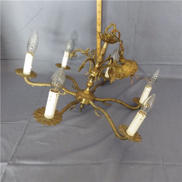 Collectible 6 light chandelier most likely made in Spain , circa 1960s or 1970s