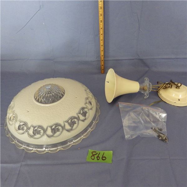 Vintage ceiling light fixture with glass shade