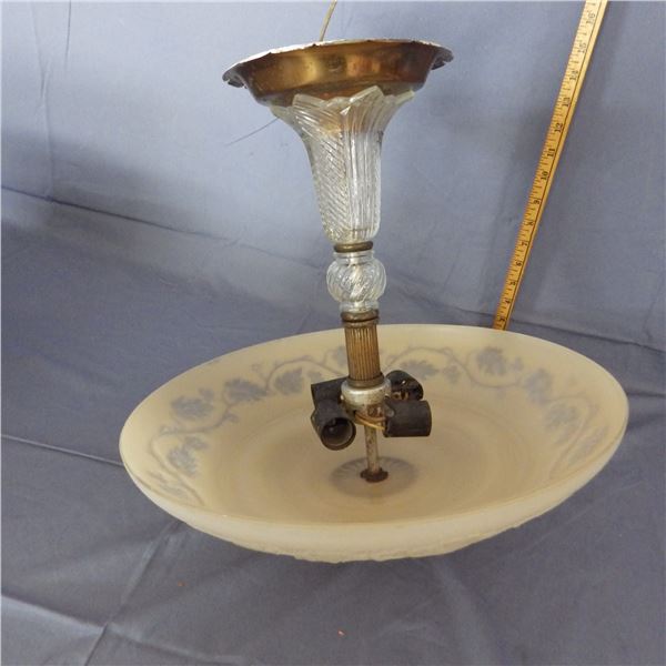 Vintage ceiling light fixture with glass shade