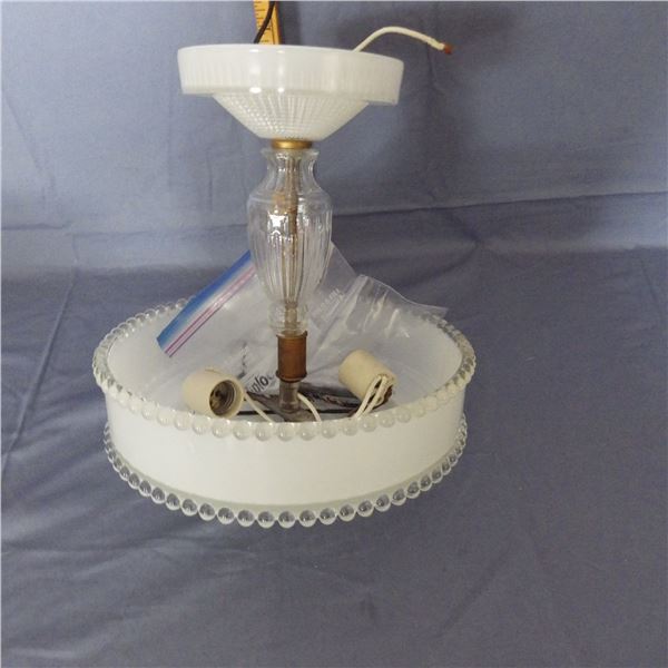 Vintage ceiling light fixture with glass shade