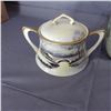Image 2 : Lot with small blue diamond quilted case satin glass pitcher ,   Ceramic Sugar Bowl made in Japan an