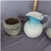 Image 4 : Lot with small blue diamond quilted case satin glass pitcher ,   Ceramic Sugar Bowl made in Japan an