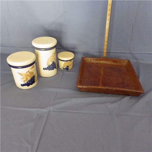 platter and 3 piece canister set