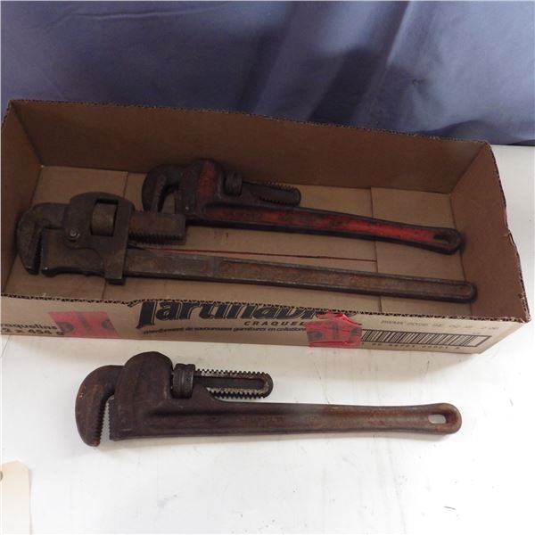 three pipe wrenches