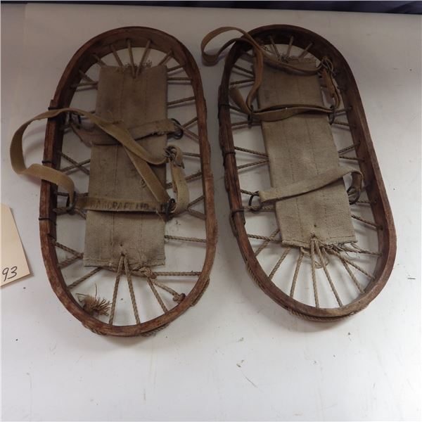 antique bear paw style snow shoes