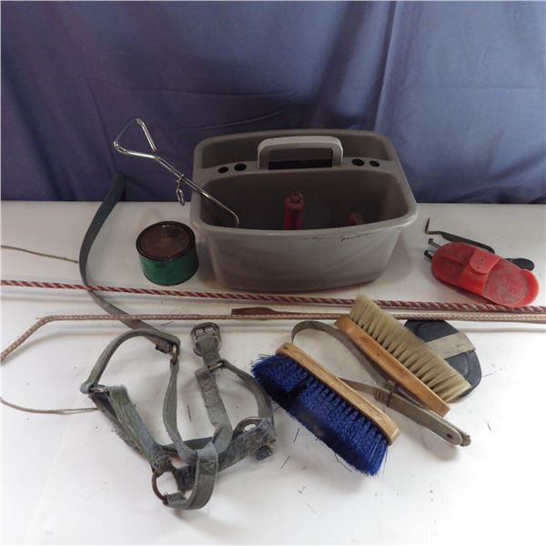 horse grooming brushes  , tack and other items