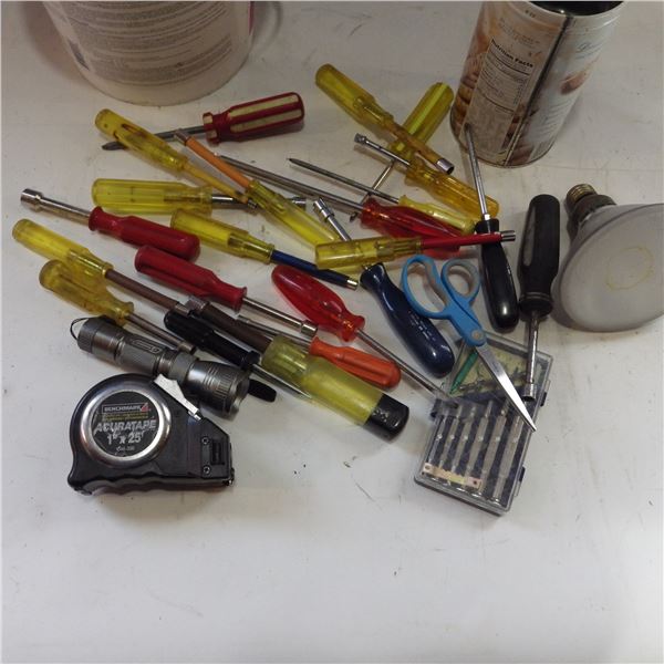 Assorted screwdrivers and more