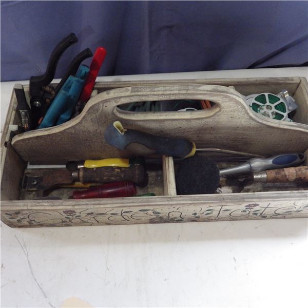 Wood tool caddy gardening tools and more