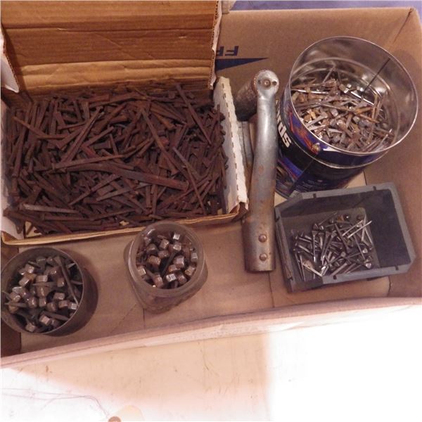 box with old iron nails