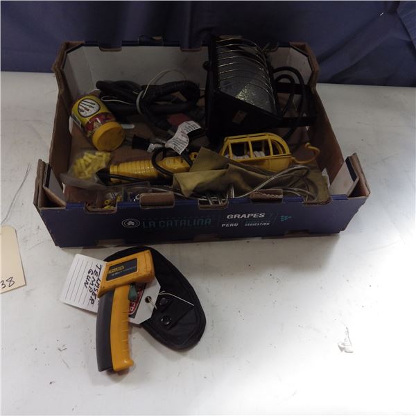 Laser temperature gun, Electrical parts, trouble light and more