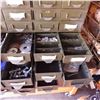 Image 4 : bolt bin organizer with assorted bolts etc on rolling  stand