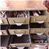Image 7 : bolt bin organizer with assorted bolts etc on rolling  stand