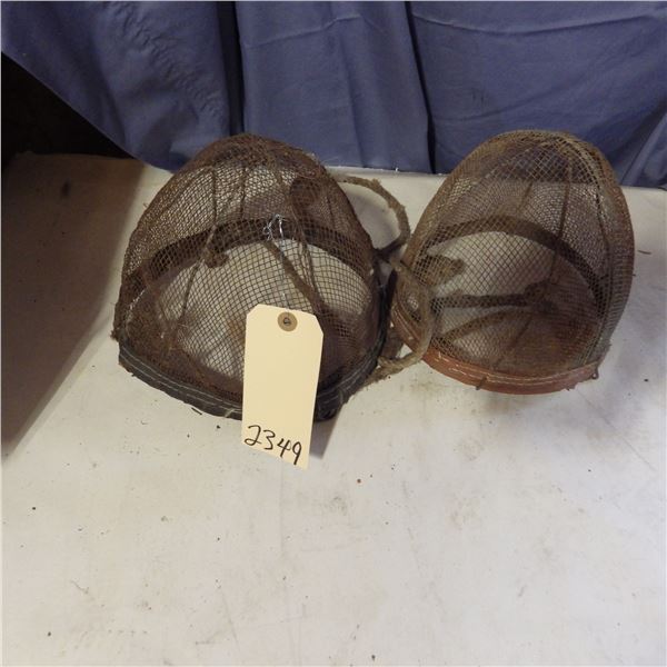 vintage pair of wire mesh horse muzzles