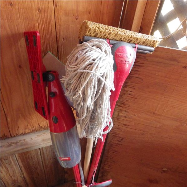 Lot of cleaning mops etc