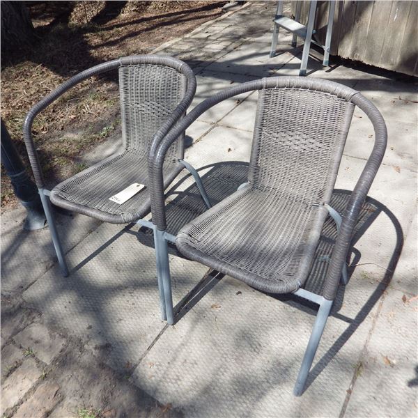 metal frame deck chairs woven Wicker style seating
