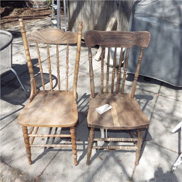 Lot of wood Press back  farmhouse chairs