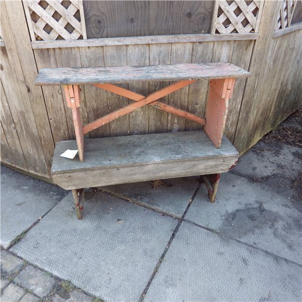 2 primitive garden benches