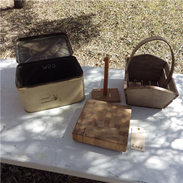 Cutting board , basket, Tin storage box