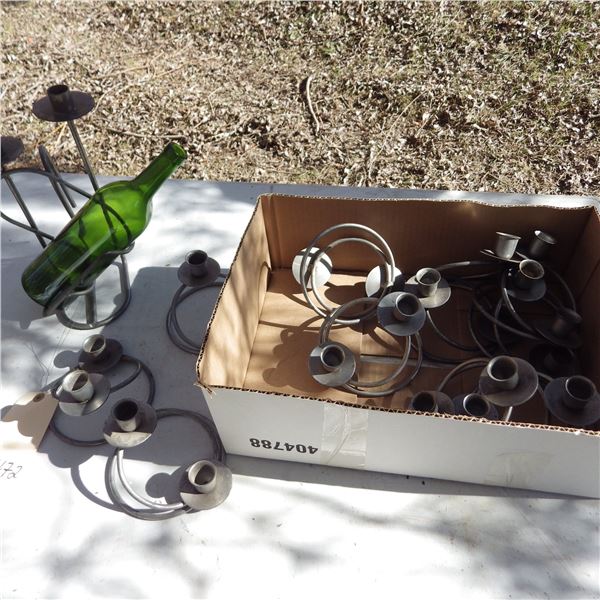 Iron Handcrafted Candle holders  and wine bottle holder