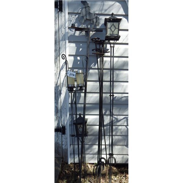 solar garden lights on metal stands