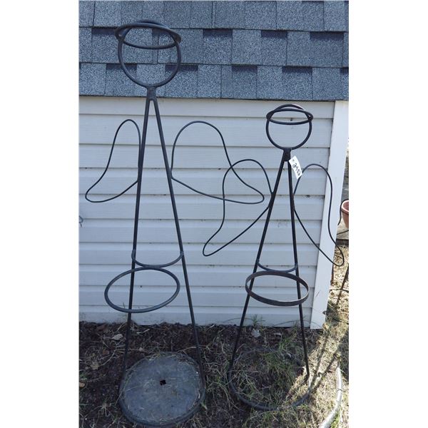 handcrafted metal angels for flower pots