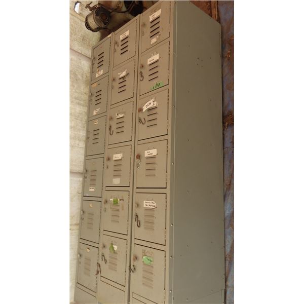 bank of three storage lockers
