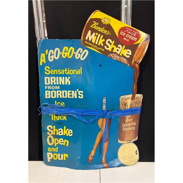 Vintage Borden's Chocolate Milkshake Store Display Signage