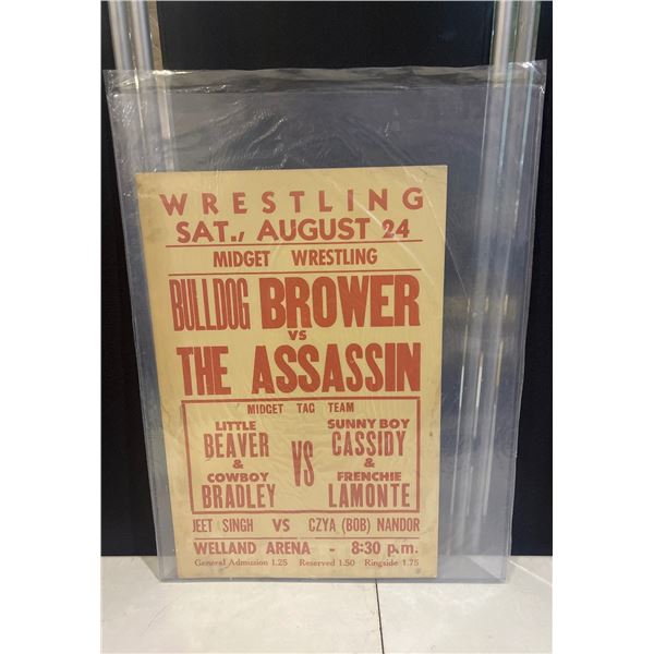 21" x 14" Vintage Midget Wrestling Poster from Saturday, August 24, 1974