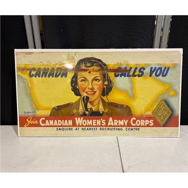 21" x 11" 1943 Vintage Recruitment Poster for the Canadian Women's Army Corps