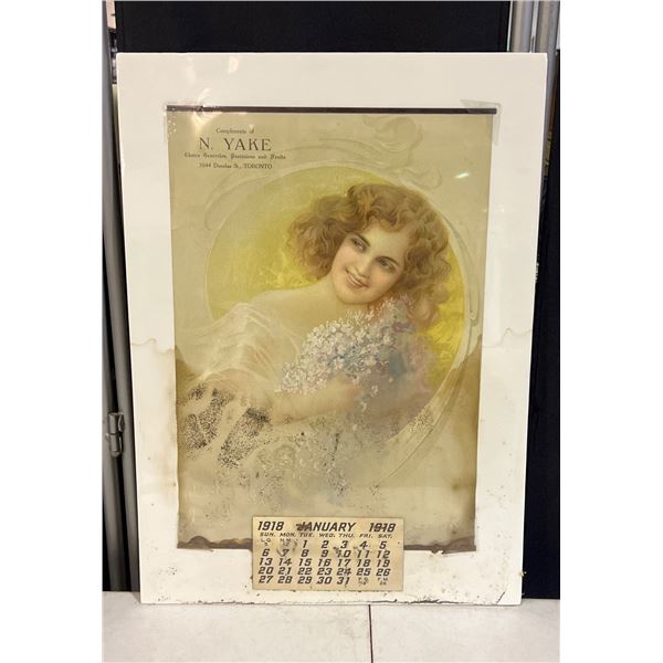 21" x 15" 1918 Advertising Calendar for N. Yake