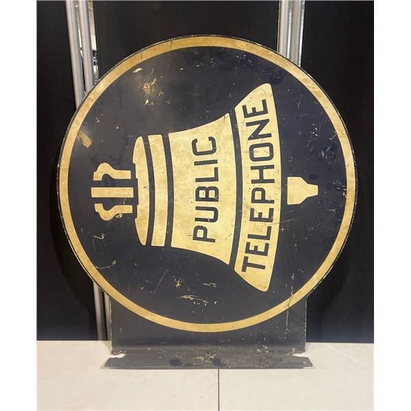 24" x 25" 1940-50's Bell Systems Public Telephone Sign