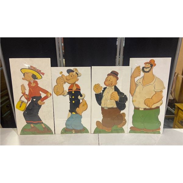 Lot of 4 - Vintage Plywood Popeye Character Panels for Kid's Room