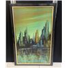 Image 1 : 26" x 17" 1960s Mid-Century Modern print titled "New York City Skyline" by American artist Jean Ma