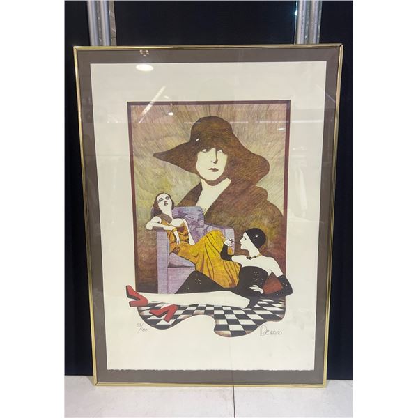 28" x 20" Signed Limited Edition Art Deco Print in Brass Frame